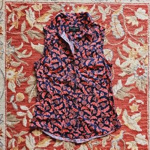 Banana Republic Button Down Tank Navy Blue Red